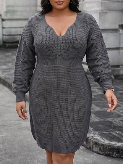 Robe Pull Oversize Femme Grande Taille en Maille à Col V – Jusqu’au 3XL
