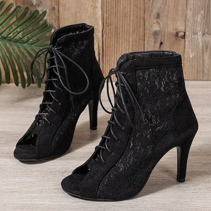 Bottes femme été talon haut noir — détail semelle et talon