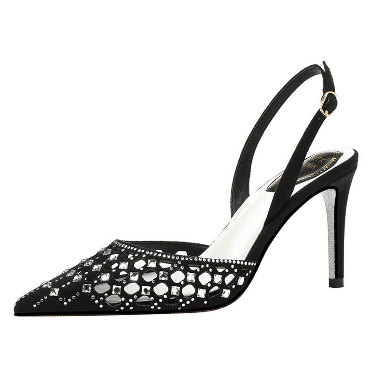chaussure féminines extrêmement élégante et moderne ornée de strass et de perle  