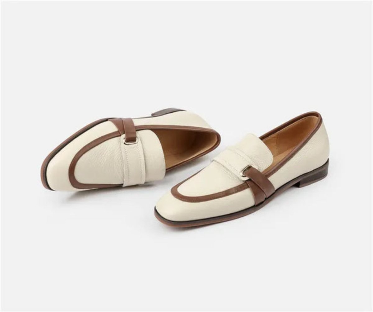 Mocassins femme en cuir véritable coloris Blanc vue d'ensemble