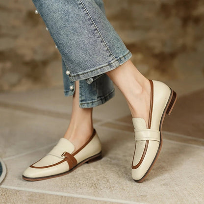 Mocassins rétro femme en cuir — Gris clair - détail de la semelle-Vue d'ensemble
