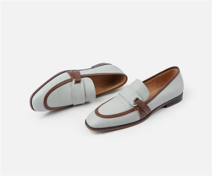 Mocassins rétro femme en cuir coloris blanc— vue de face