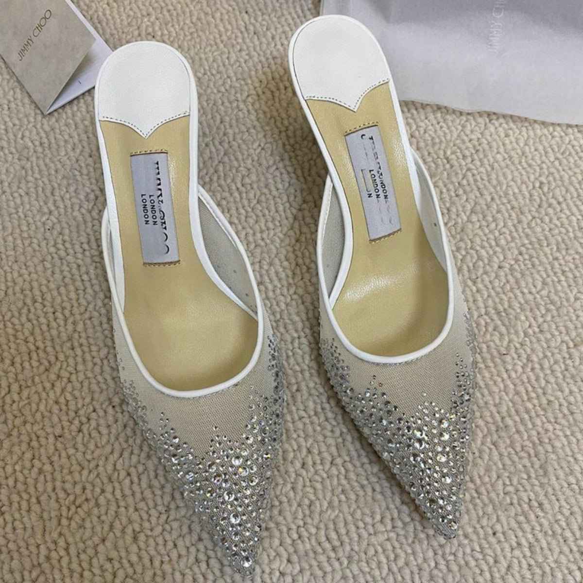 Mules à talons femme à strass – Style luxe élégant