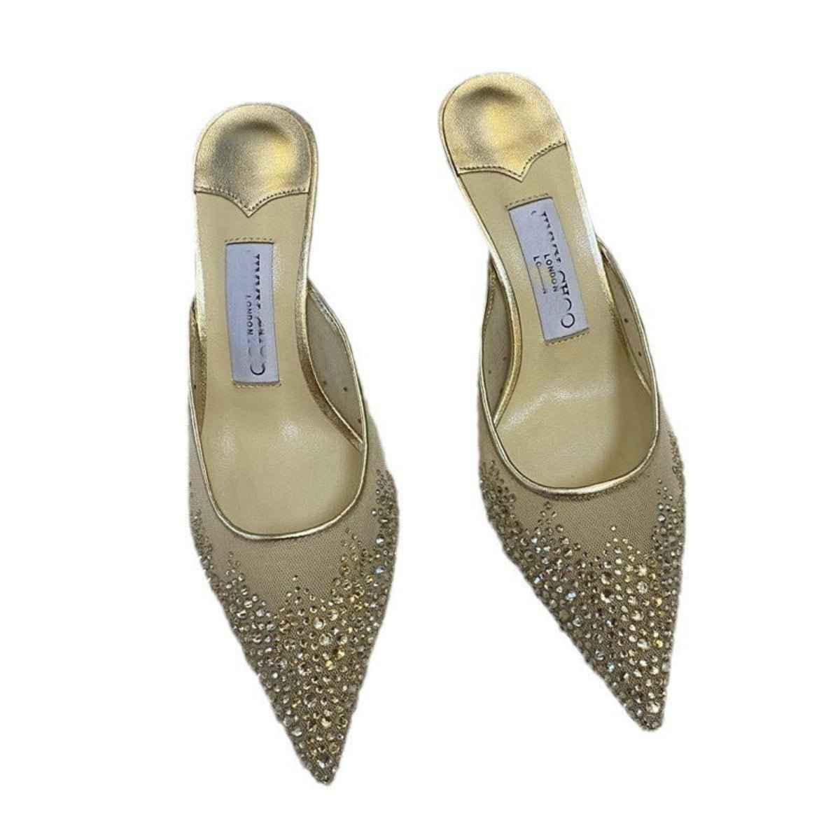 Mules à talons femme à strass – Style luxe élégant