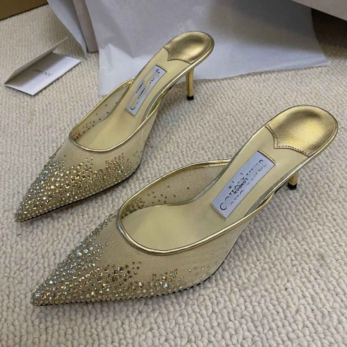 Mules à talons femme à strass – Style luxe élégant