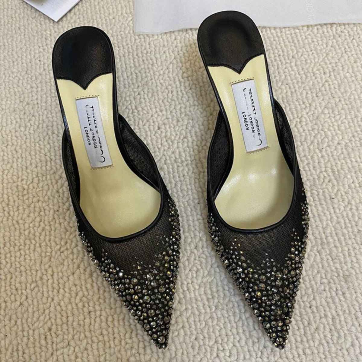 Mules à talons femme à strass – Style luxe élégant