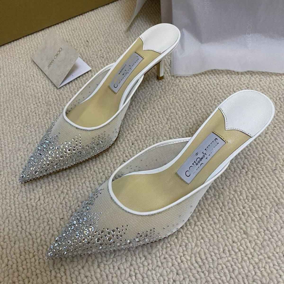 Mules à talons femme à strass – Style luxe élégant