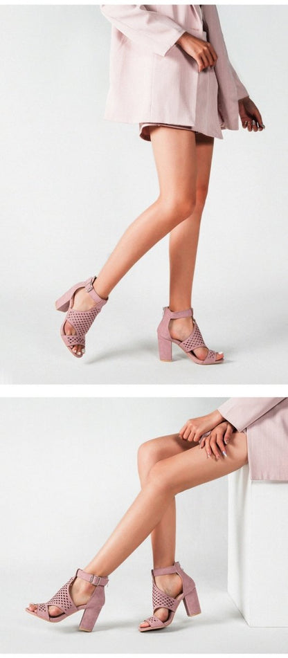 Sandales chic été confortables respirantes coloris rose — vue avant