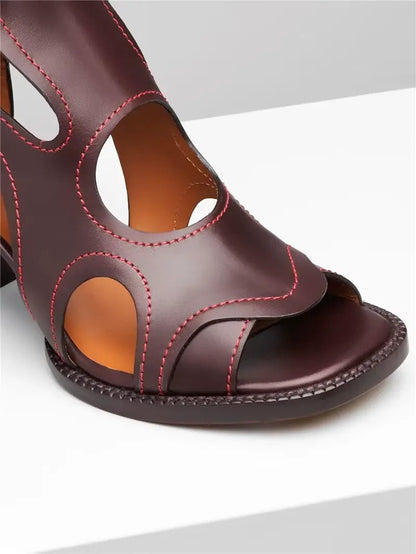 Sandales d'Été Femme Talons Hauts en Cuir Véritable