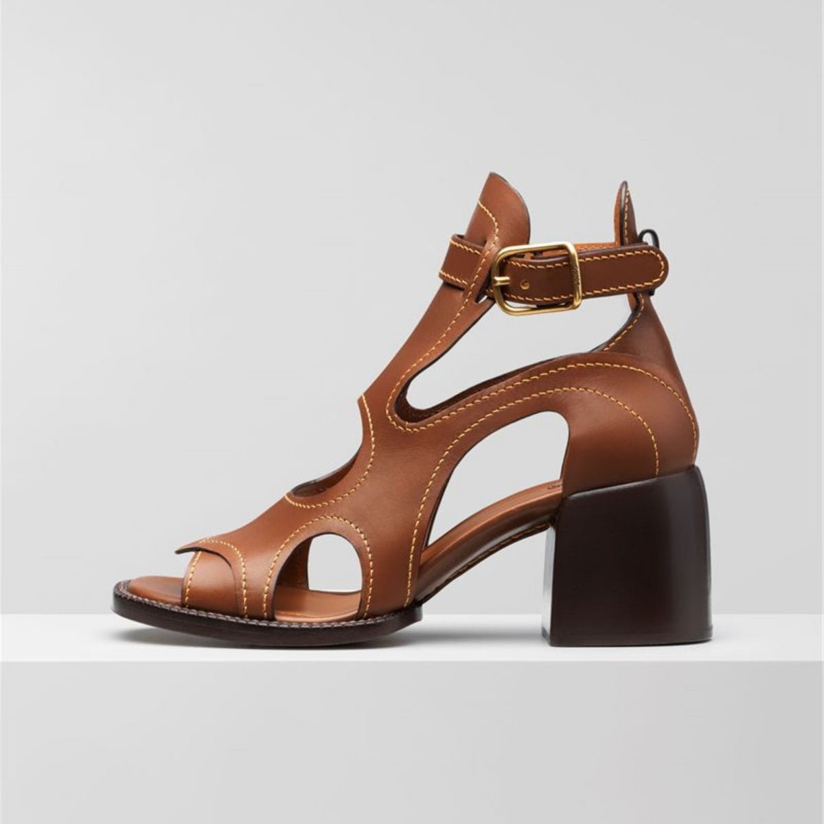 Sandales talons hauts cuir véritable femme – coloris kaki, design vintage élégant