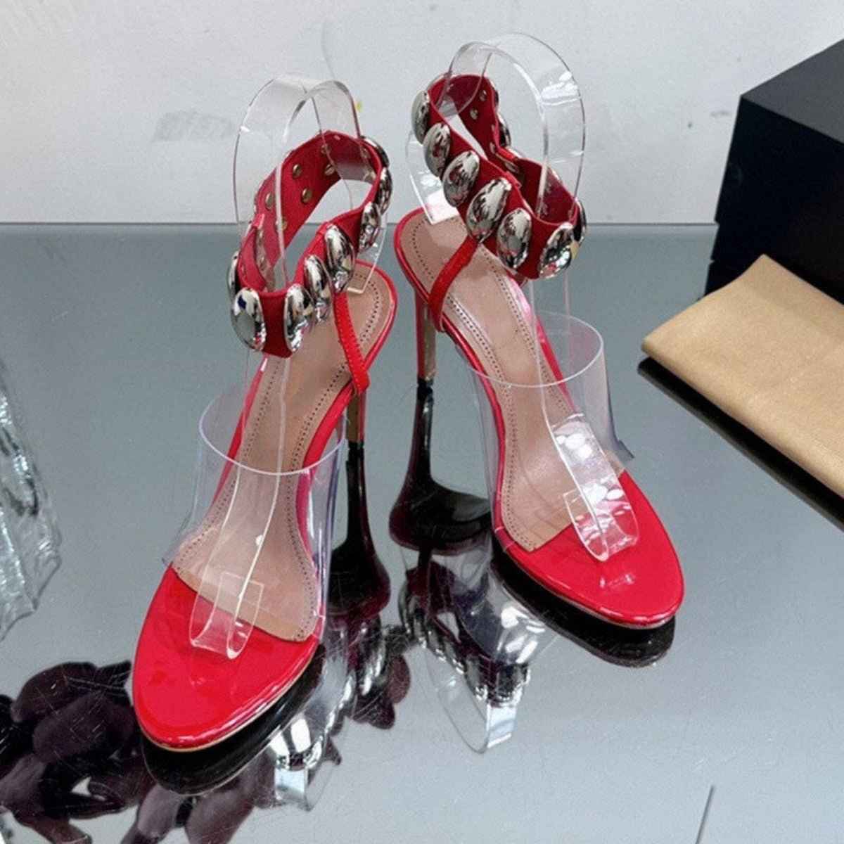 Sandales Romaines Talons Hauts – Brides Transparentes & Boucle Dorée
