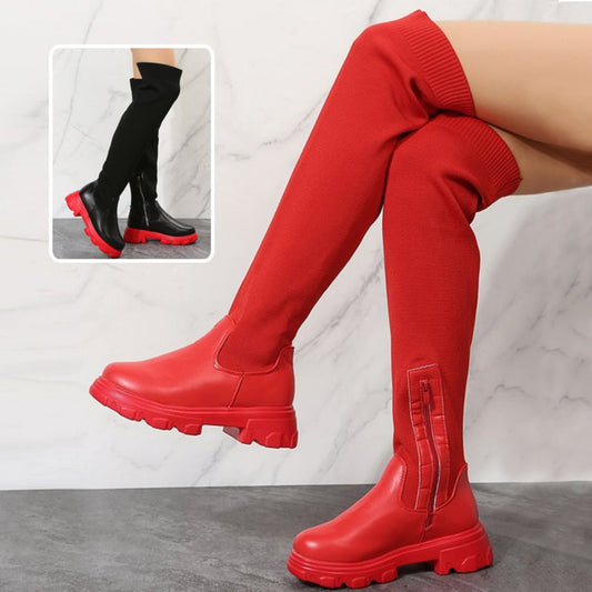 bottes femme montantes à semelle compensée-vue de profil