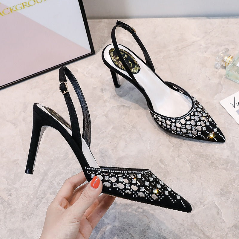 chaussures à talons hauts pour femme sandales de luxe avec strass et maille respirante